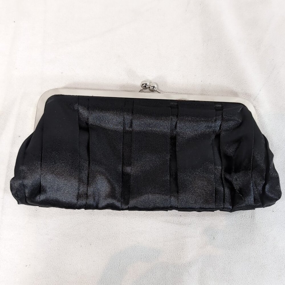 Carolina Herrera Fragrances Black Clutch Purse Bag Silver Clasp Mini Prom Formal